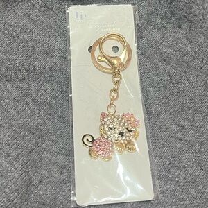 Pink and Gold Cat Keychain